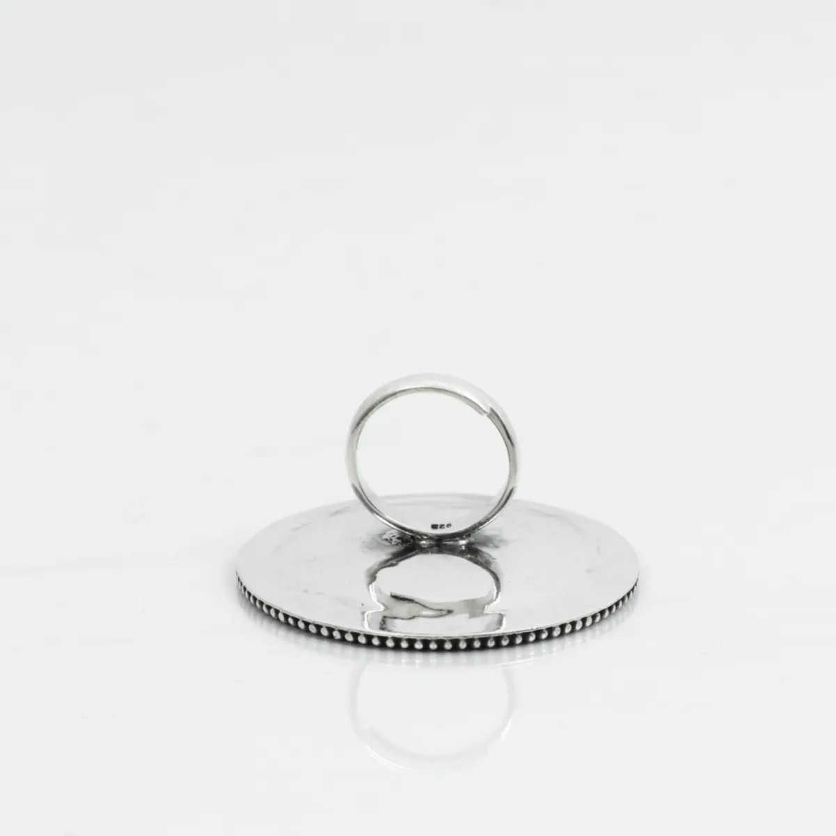 Inel India rotund floare 5.5cm Argint