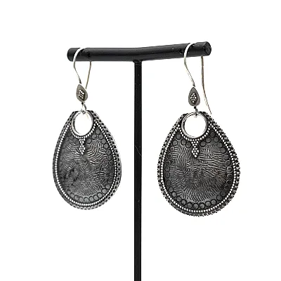 Cercei lungi picatura cerculete India Argint - 3