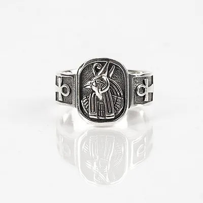 Inel zeu Horus cruce ankh Argint - 1