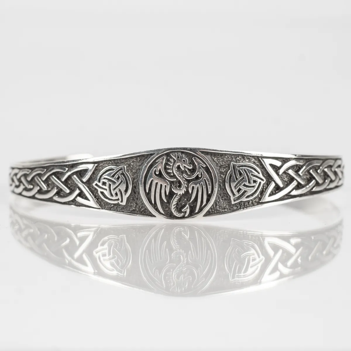 Bratara fixa triquetra dragon Argint