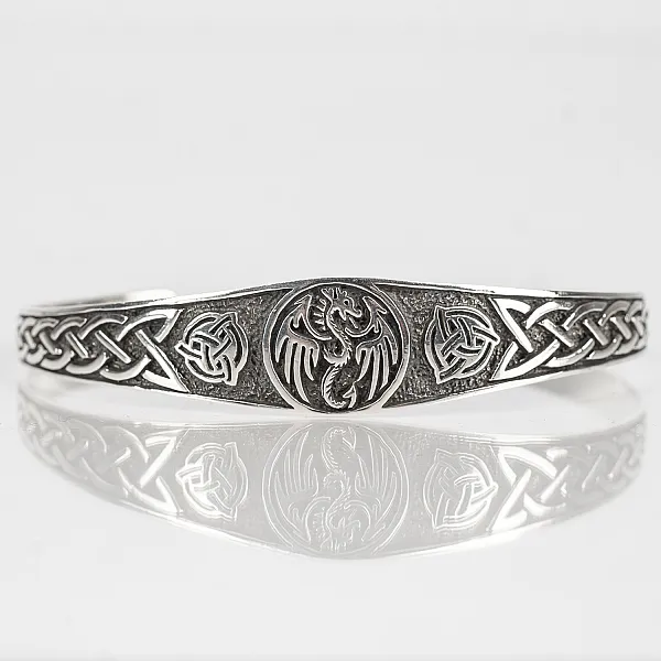 Bratara fixa triquetra dragon Argint