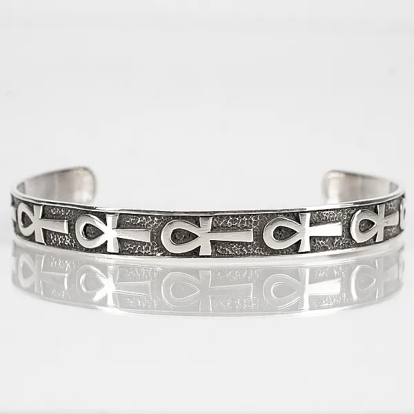 Bratara fixa cruce ankh Argint