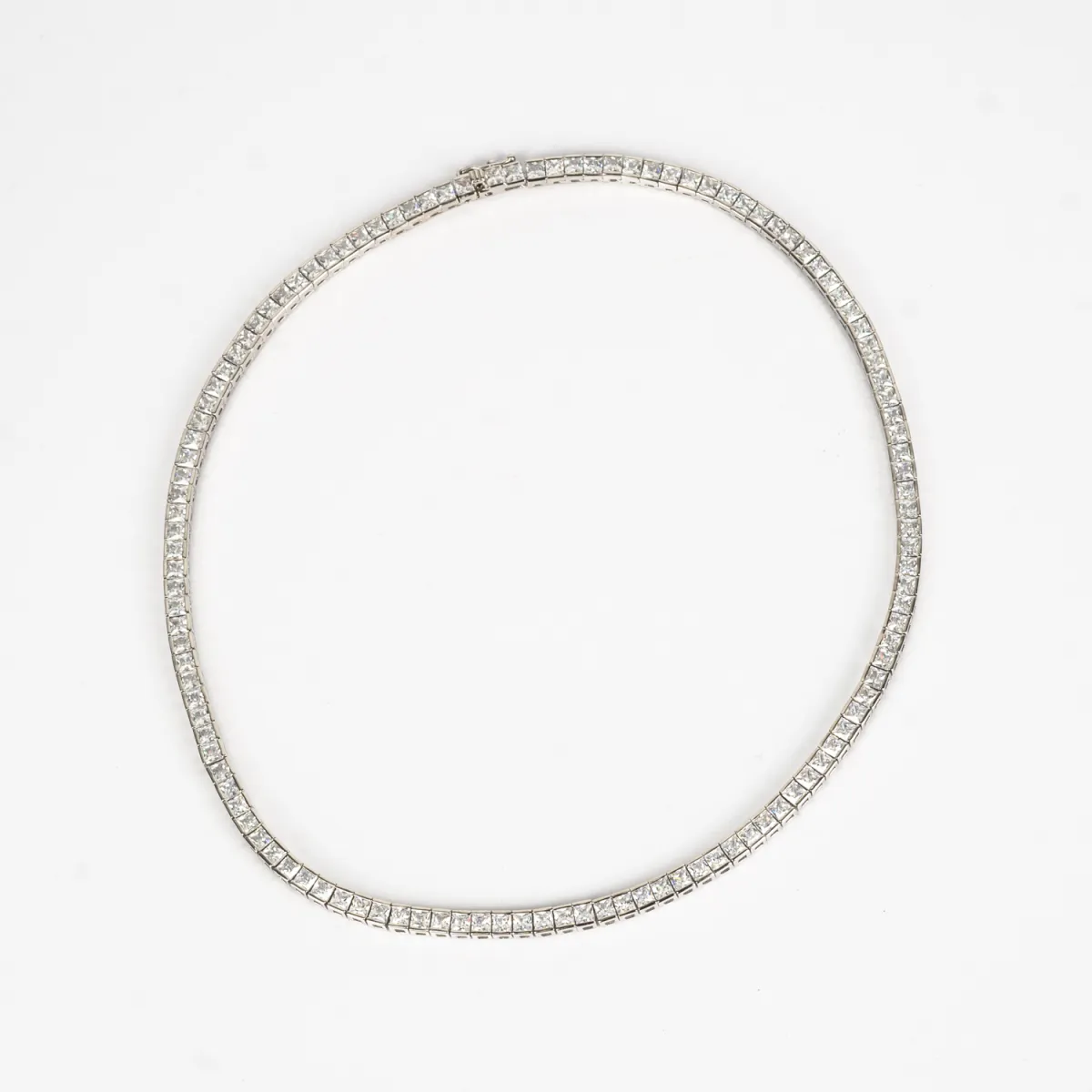 Colier tip tenis patrat 4mm Argint