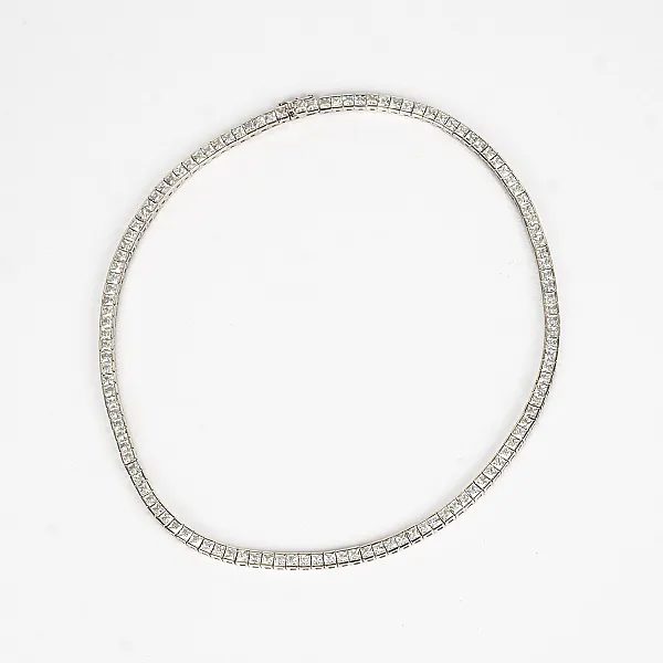 Colier tip tenis patrat 4mm Argint