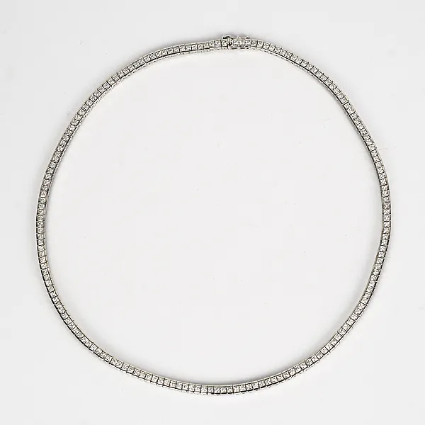 Colier tip tenis patrat 3mm Argint