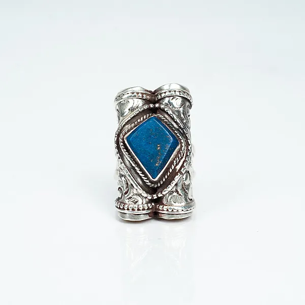 Inel Nepal doi cilindri lapis-lazuli Argint