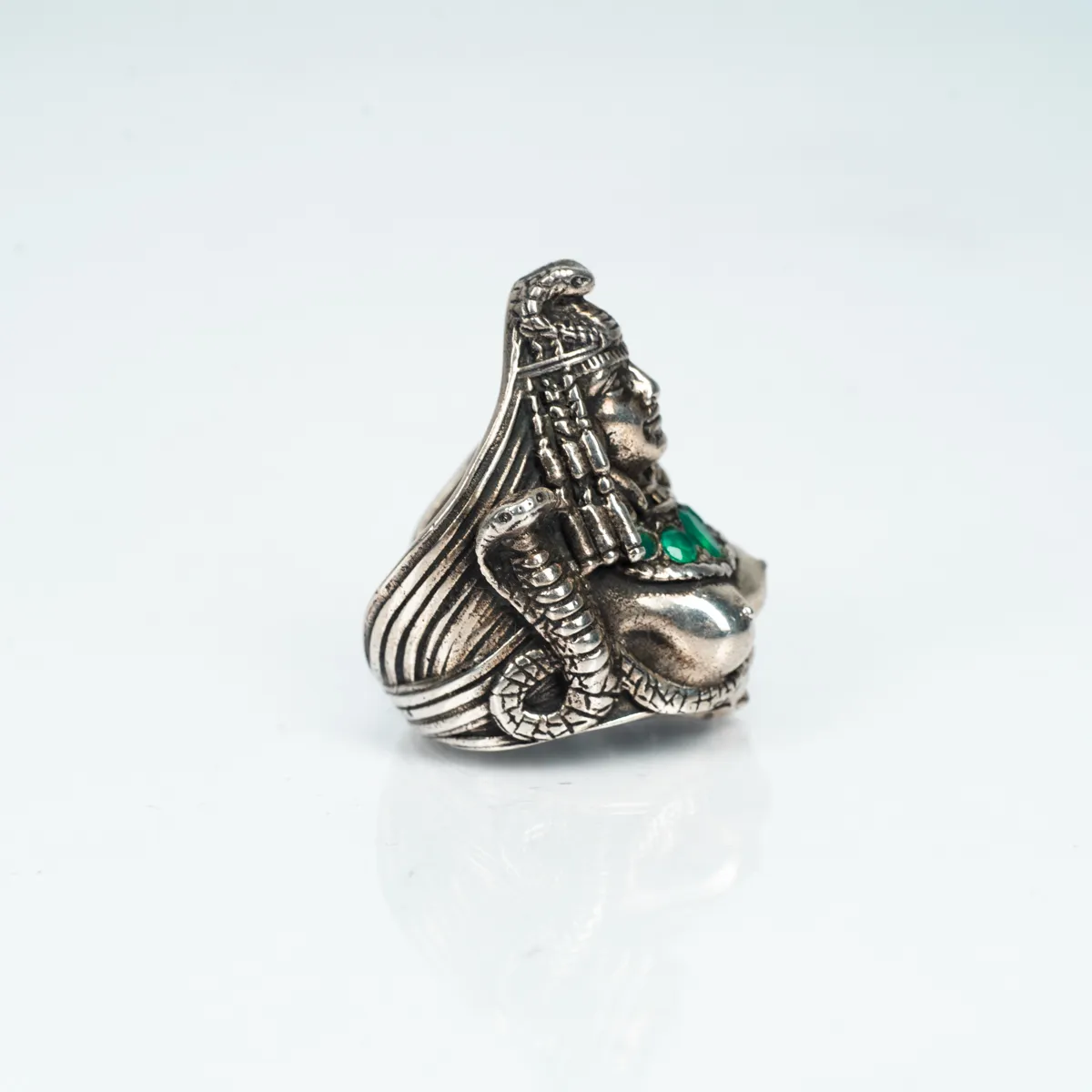 Inel simbol Medusa agat verde Argint
