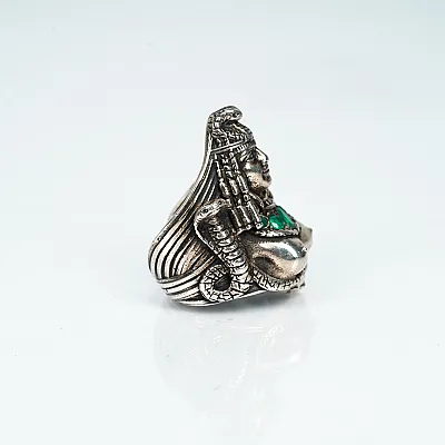 Inel simbol Medusa agat verde Argint - 2