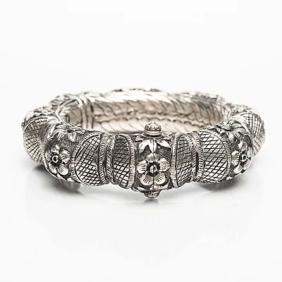 Bratara India etnica flori Argint - 1