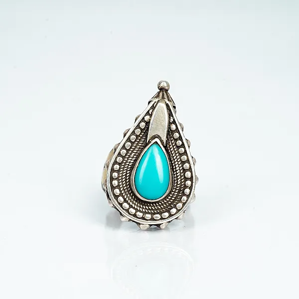 Inel vintage Afghan lacrima turcoaza Argint