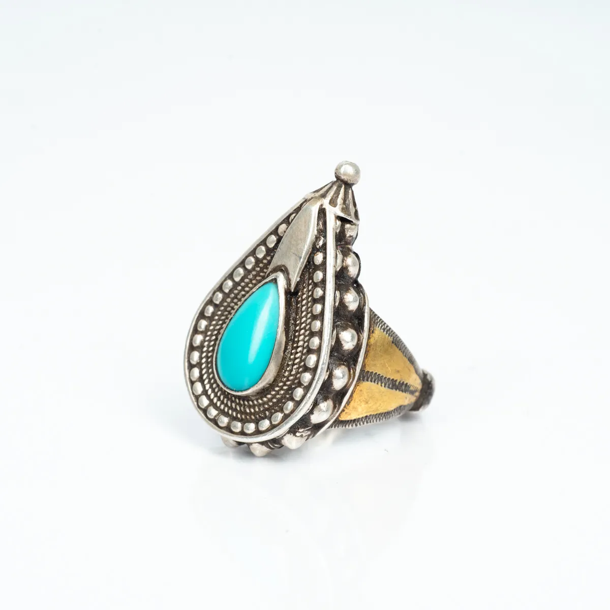 Inel vintage Afghan lacrima turcoaza Argint