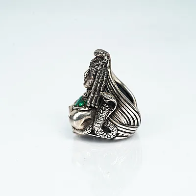 Inel simbol Medusa agat verde Argint - 4