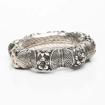 Bratara India etnica flori Argint - 4