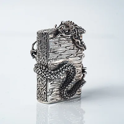Bricheta Zippo dragon incolacit l Argint - 8