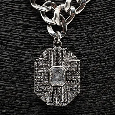 Colier pandantiv dreptunghiular cubic zirconia Argint - 9
