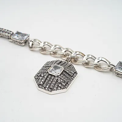 Colier pandantiv dreptunghiular cubic zirconia Argint - 8