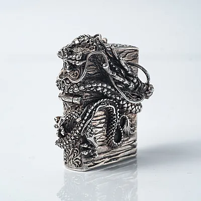 Bricheta Zippo dragon incolacit l Argint - 4