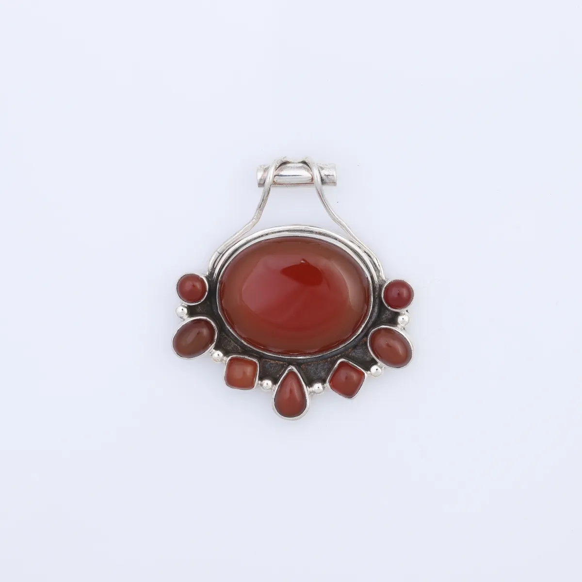 Pandantiv oval picaturi pietre naturale Argint
