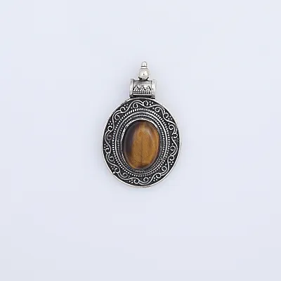 Pandantiv oval broderie ochi.de.tigru Argint - 1