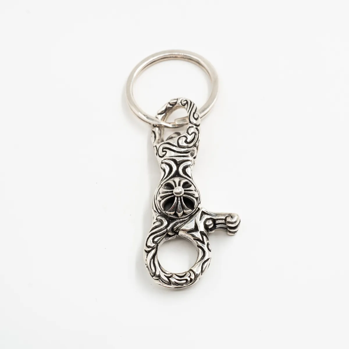 Carabina chei model gotic cruce Argint