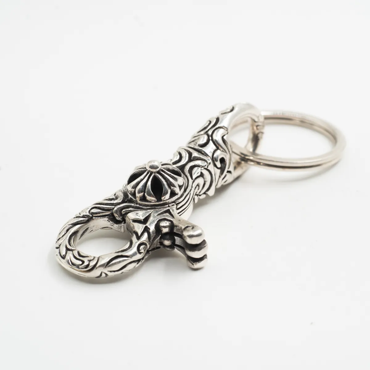 Carabina chei model gotic cruce Argint