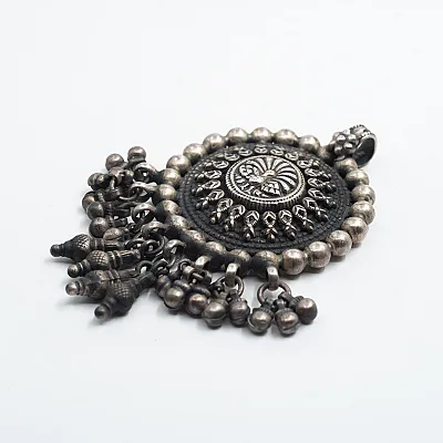 Pandantiv rotund paun clopotei India Argint - 2