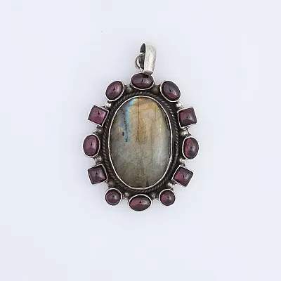 Pandantiv oval labradorite granat nr.5 Argint - 1