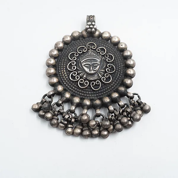 Pandantiv rotund Buddha clopotei India Argint
