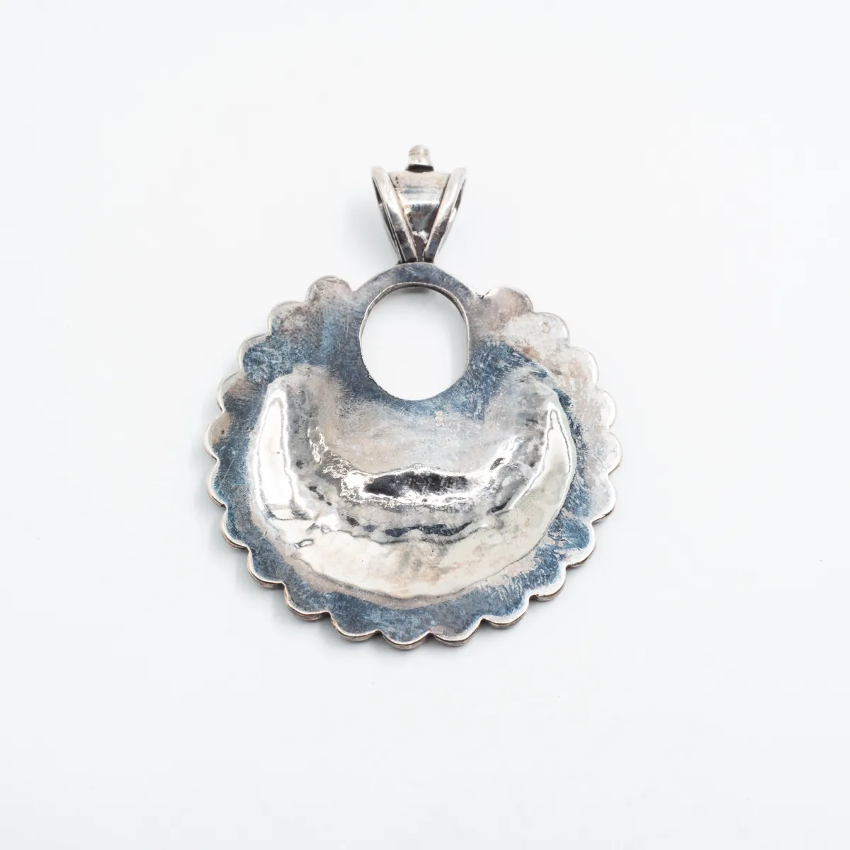 Pandantiv rotund floare spirale India Argint