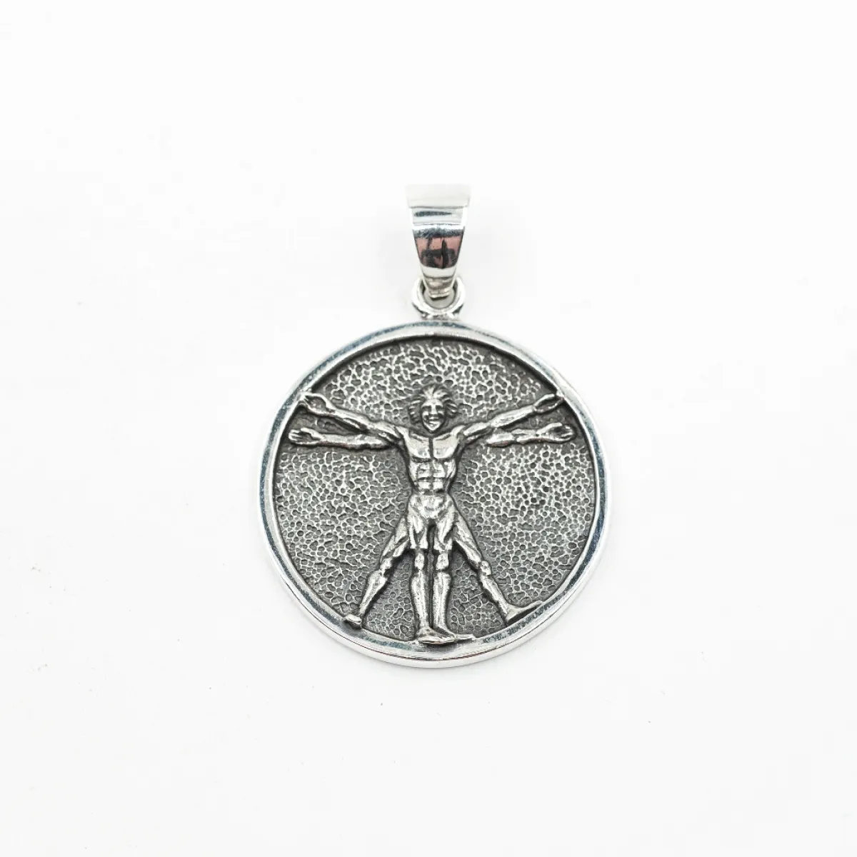 Pandantiv rotund Omul Vitruvian Argint