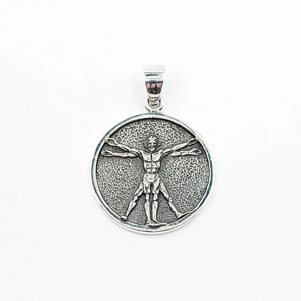 Pandantiv rotund Omul Vitruvian Argint