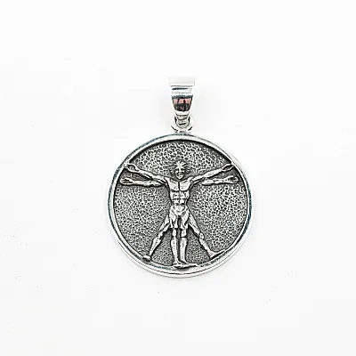 Pandantiv rotund Omul Vitruvian Argint - 1