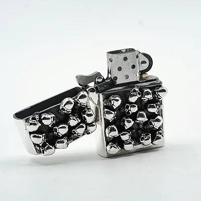 Bricheta Zippo capete de mort Argint - 5