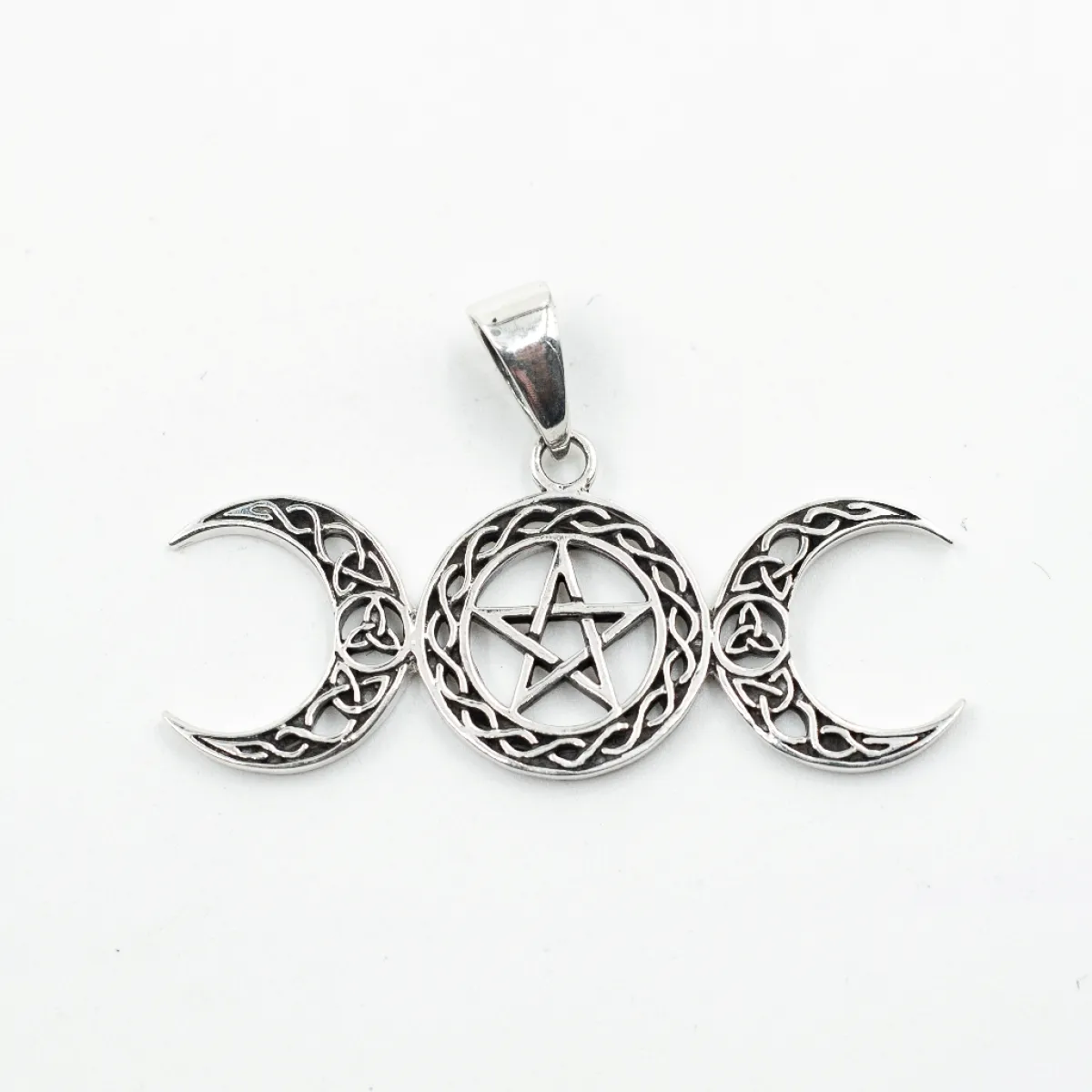 Pandantiv semilune pentagrama triquetra Argint