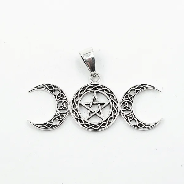 Pandantiv semilune pentagrama triquetra Argint