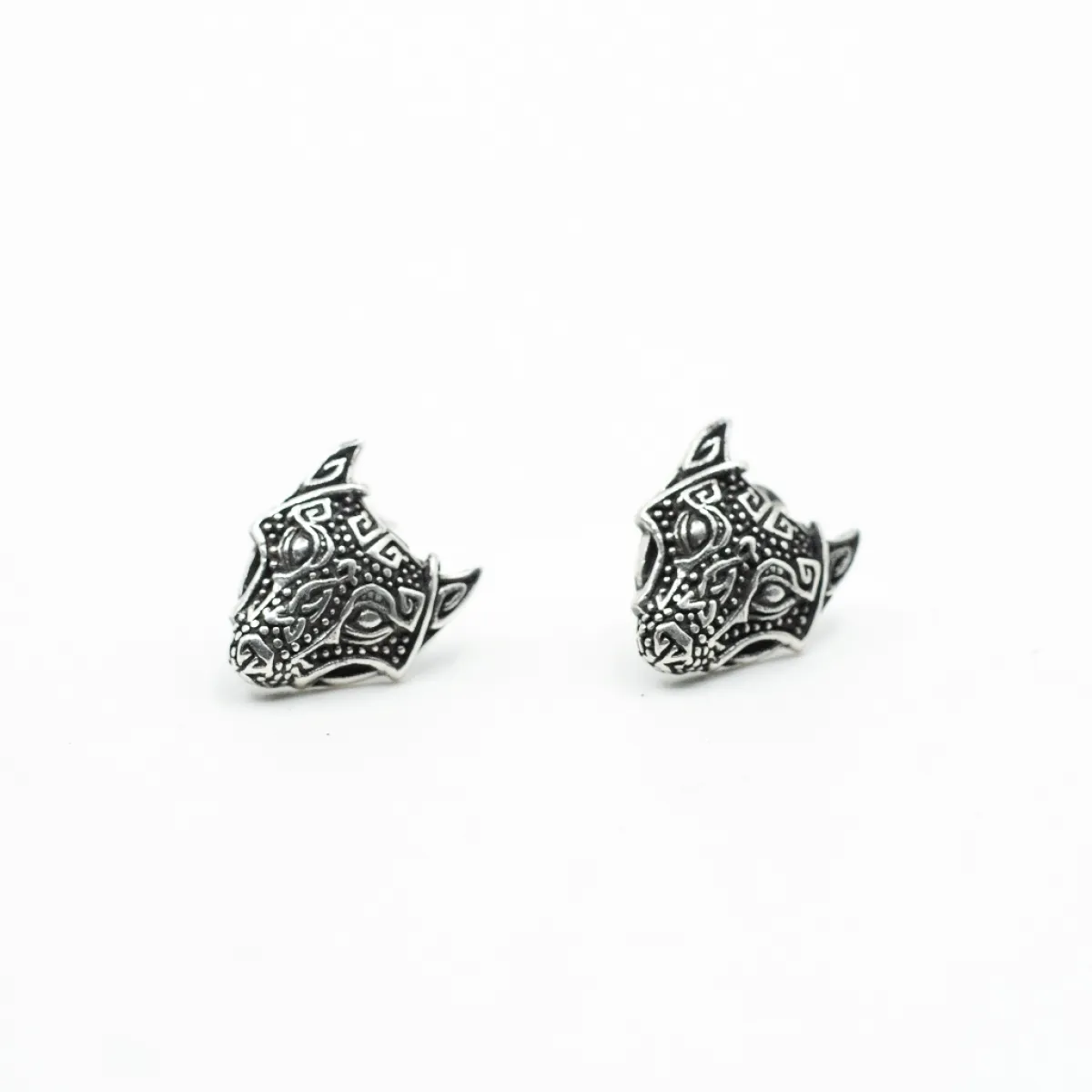 Cercei cap de lup viking Argint