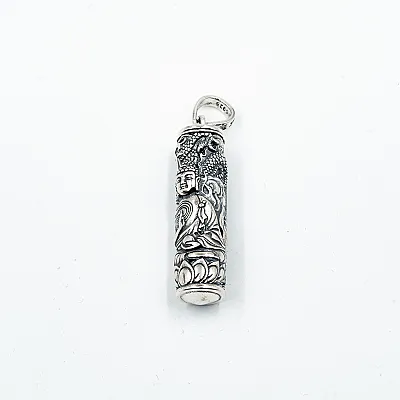Pandantiv caseta cilindrica Buddha Argint - 1