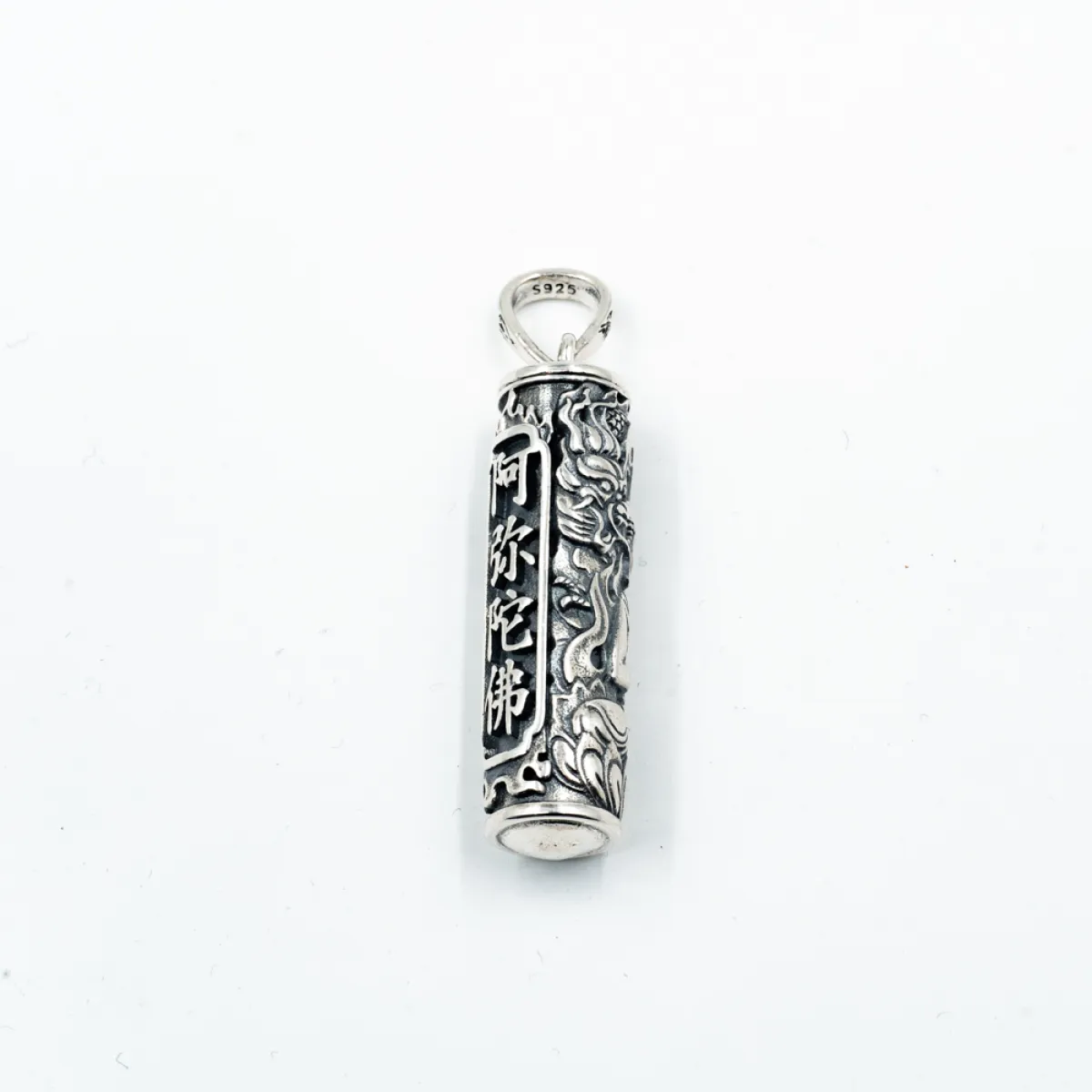 Pandantiv caseta cilindrica Buddha Argint