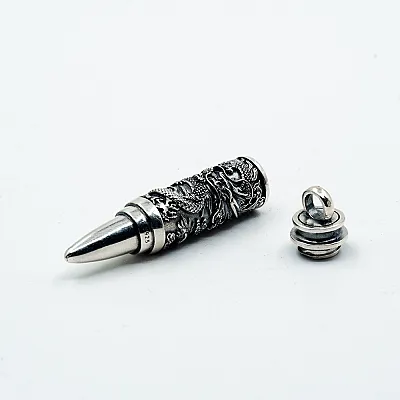 Pandantiv glont dragon tip caseta Argint - 2