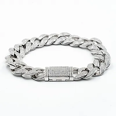 Bratara cuban cubic zirconia 15mm Argint - 5