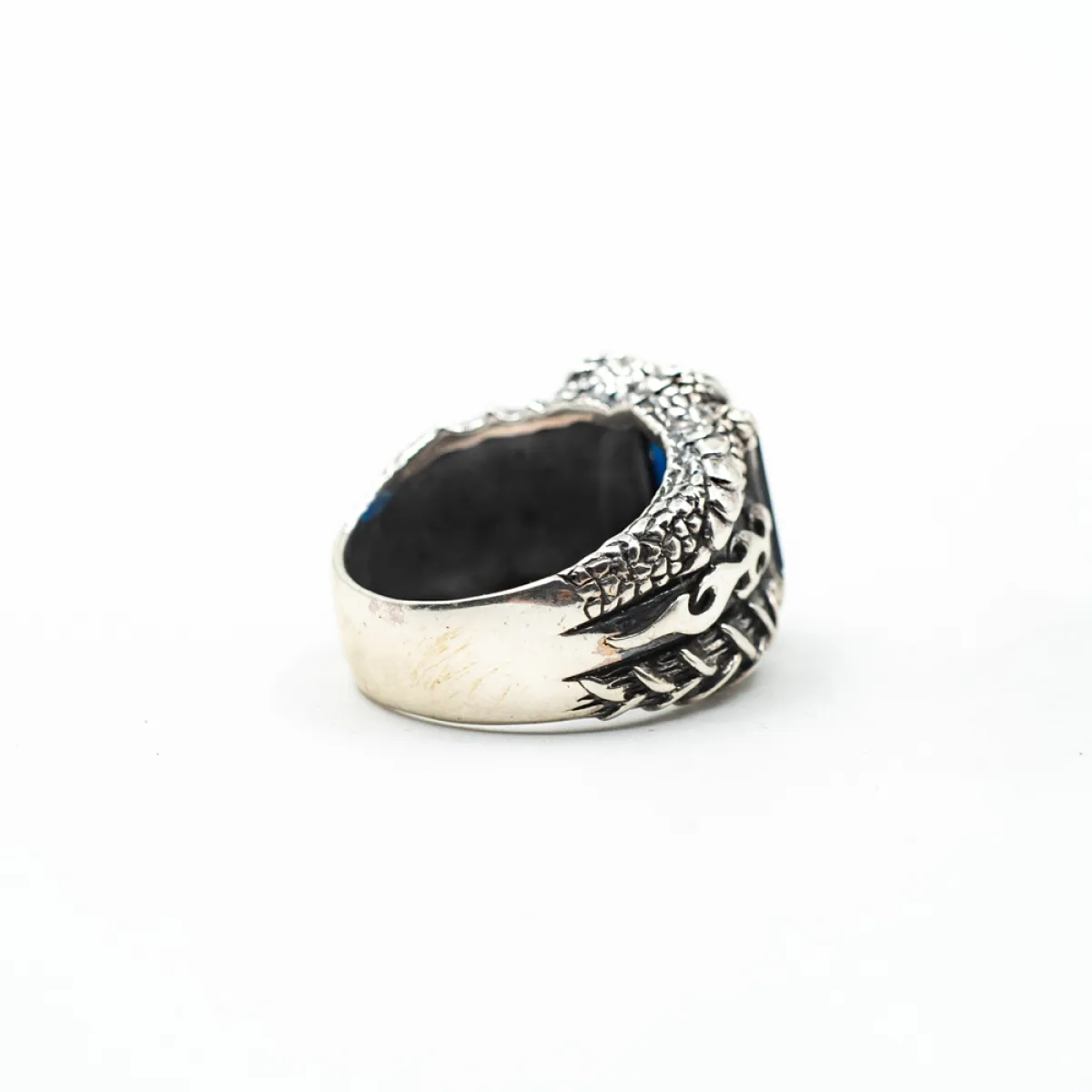 Inel gheara dragon zirconiu bleu Argint