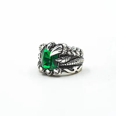 Inel gheara dragon zirconiu verde Argint - 7