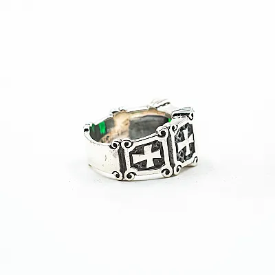 Inel gotic cruci zirconiu verde Argint - 3