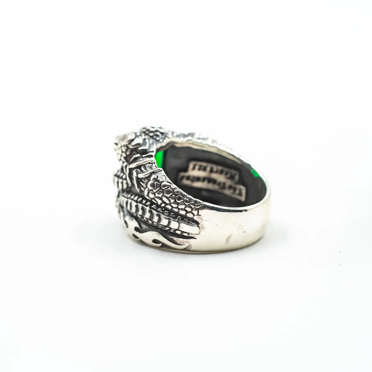 Inel gheara dragon zirconiu verde Argint