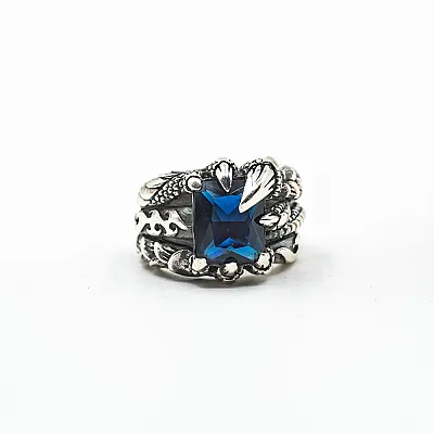 Inel gheara dragon zirconiu bleu Argint - 1