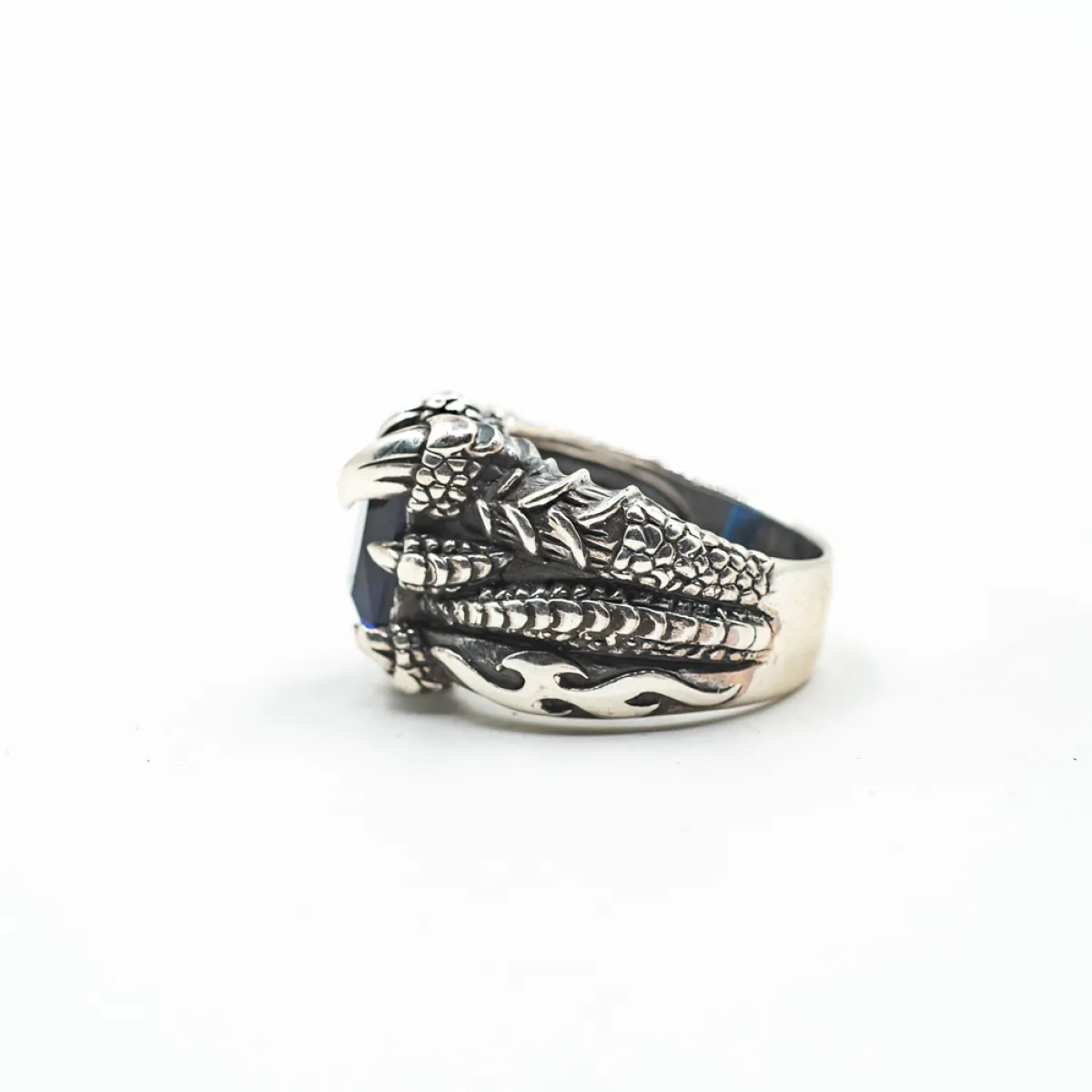 Inel gheara dragon zirconiu bleu Argint