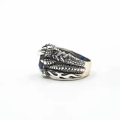 Inel gheara dragon zirconiu bleu Argint - 7