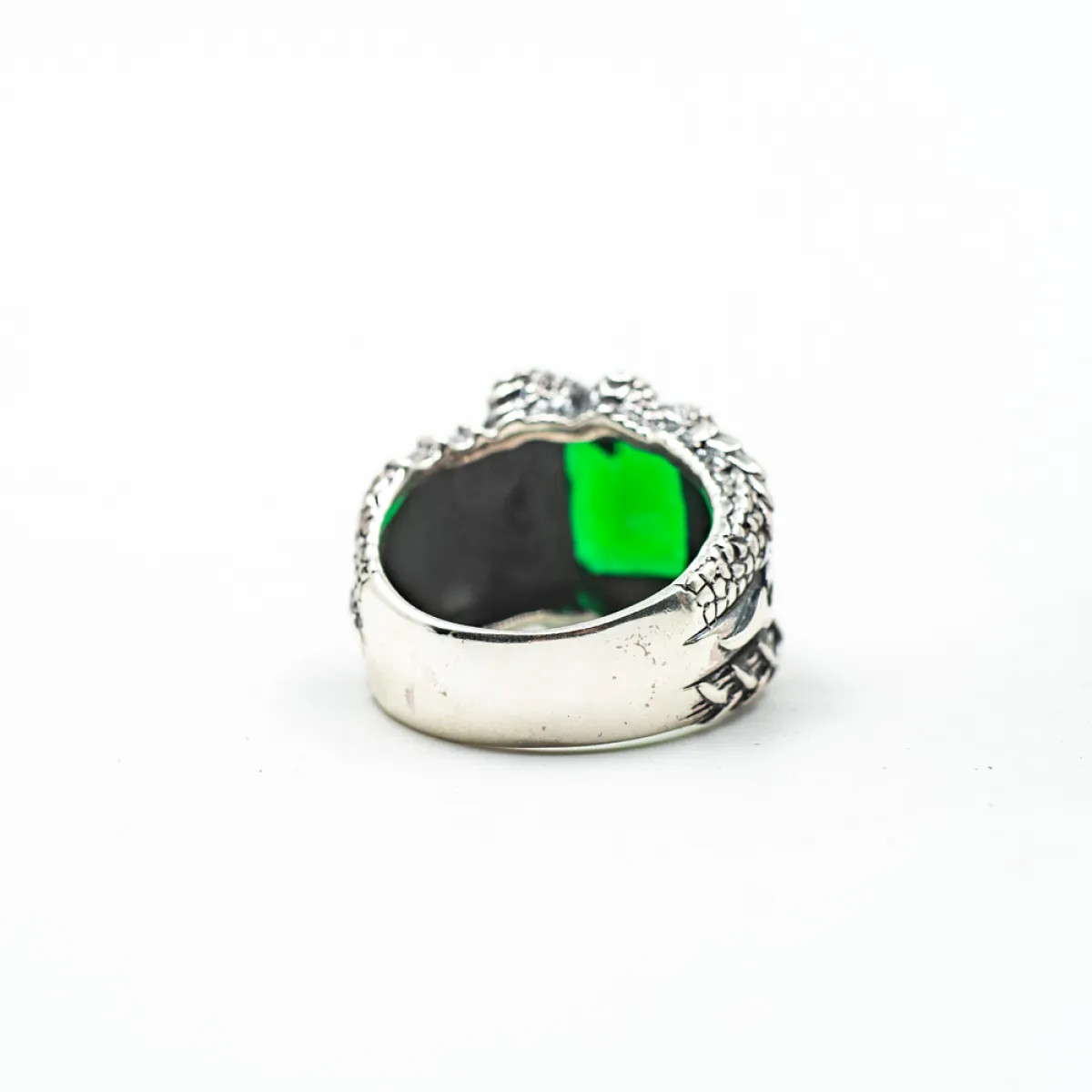 Inel gheara dragon zirconiu verde Argint