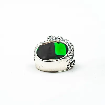 Inel gheara dragon zirconiu verde Argint - 4