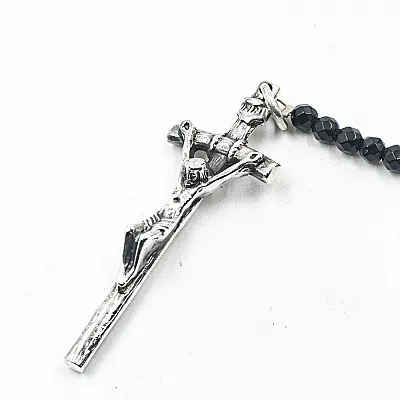 Colier onix cruce lunga Isus Argint - 5